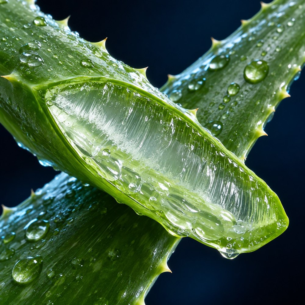 Particolare editoriale dell'Aloe vera, ingrediente della formula
